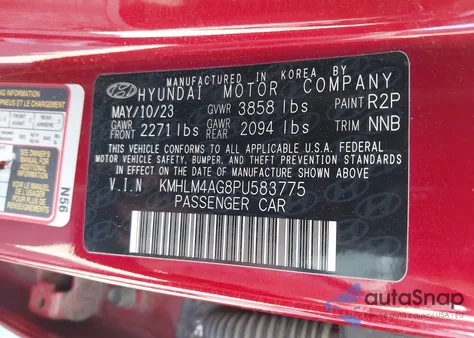 2023 Hyundai Elantra Sel z USA, uszkodzony, nr VIN KMHLM4AG8PU583775